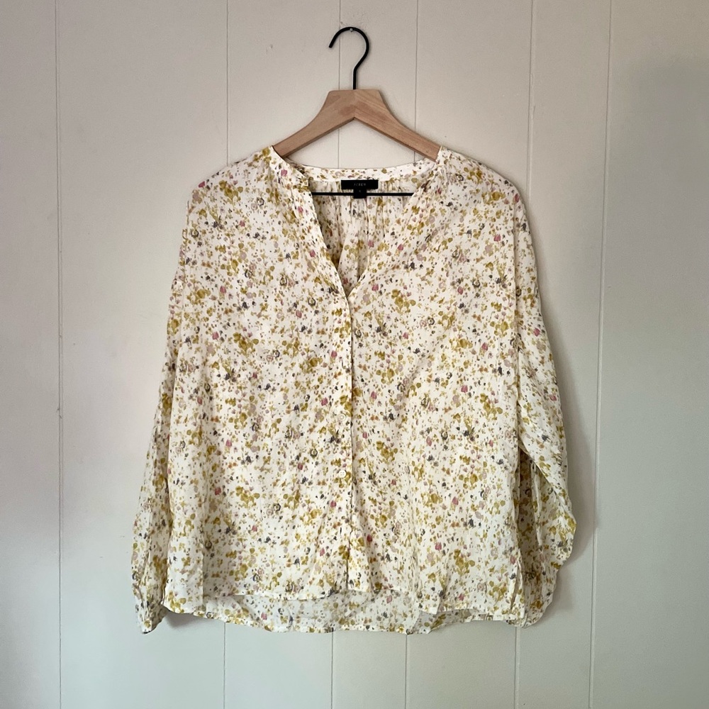 J. Crew floral button down blouse